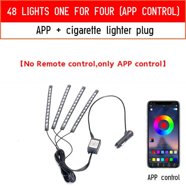 شريط إضاءة LED لتزيين السيارة, شريط إضاءة led . Car LED Strip Light, 48 LED Red Green Blue LED Strip Light
