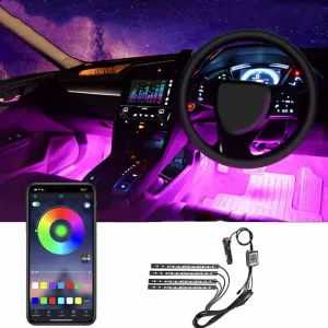 شريط إضاءة LED لتزيين السيارة, شريط إضاءة led . Car LED Strip Light, 48 LED Red Green Blue LED Strip Light