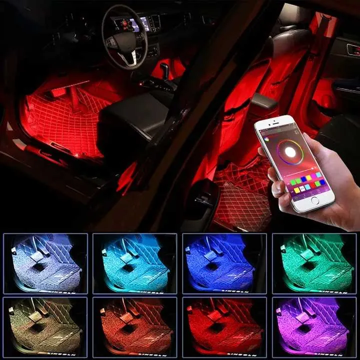 شريط إضاءة LED لتزيين السيارة, شريط إضاءة led . Car LED Strip Light, 48 LED Red Green Blue LED Strip Light