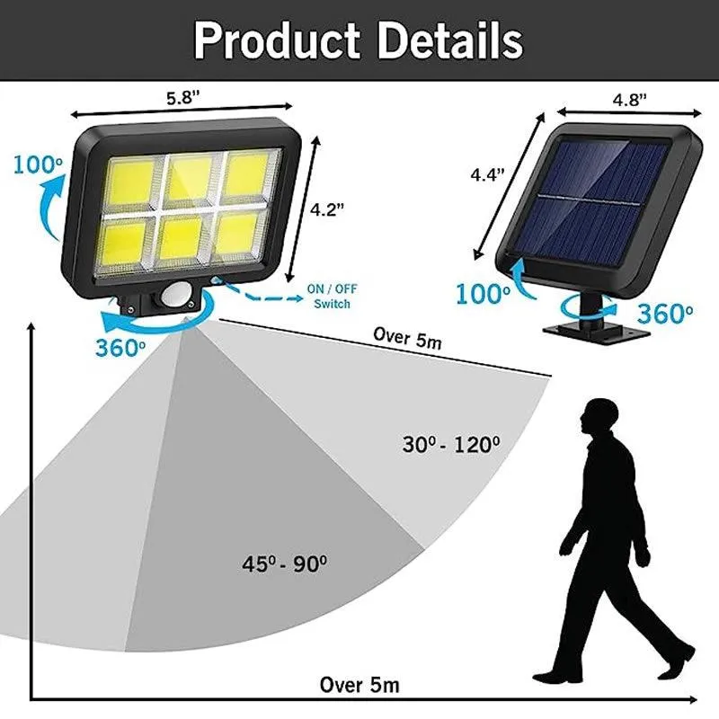 2 Set Cob White Solar Led Light With Solar Panel Ejc-819