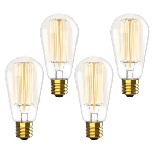 4 Vintage Incandescent Edison Light Bulbs 40W 2700K Decorative Antique Dimmable
