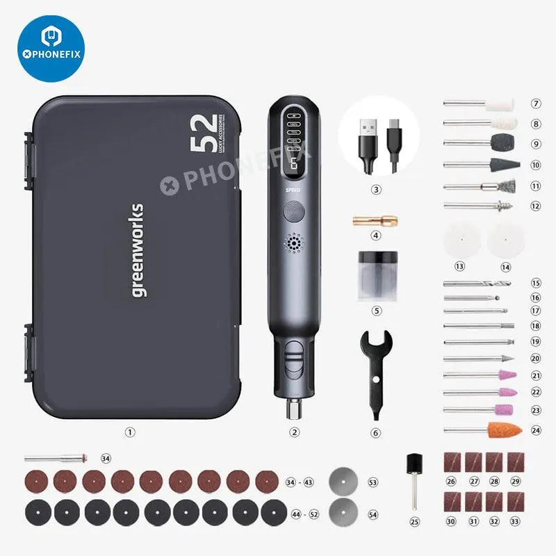 52 In 1 Mini Cordless Rotary Toolkit Grinder USB Punch Engraving Pen