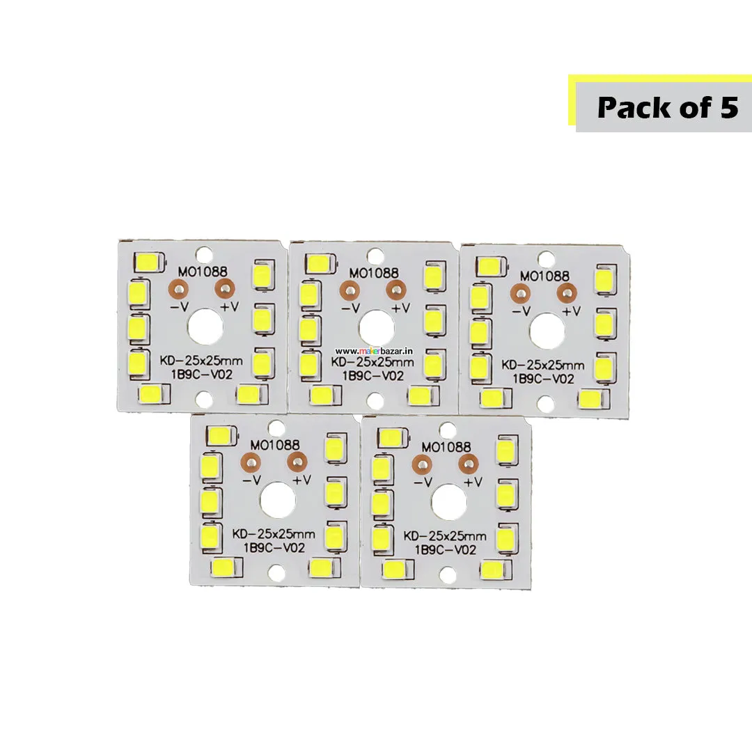 9W MCPCB White 25mm x 25mm Metal Core LED PCB