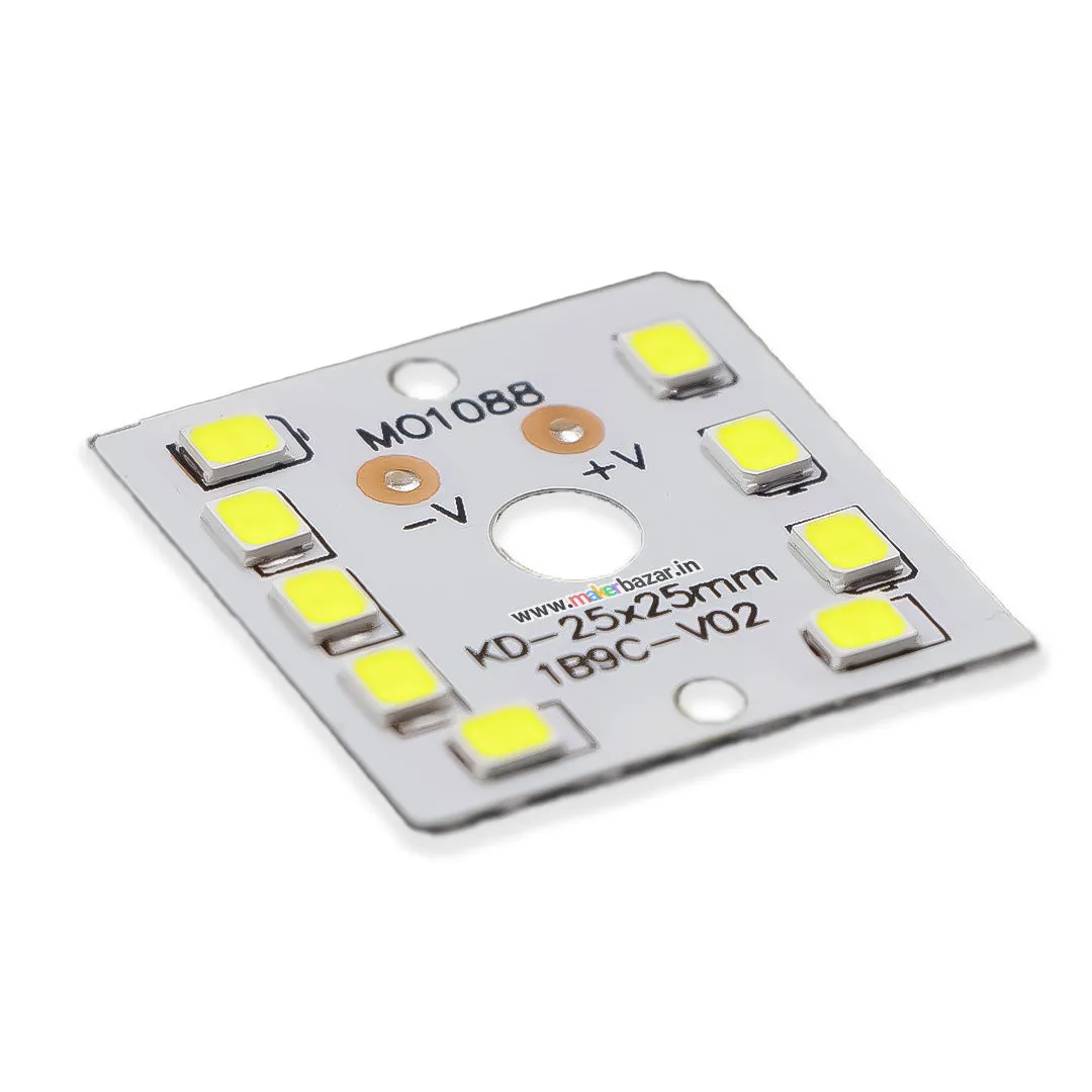 9W MCPCB White 25mm x 25mm Metal Core LED PCB
