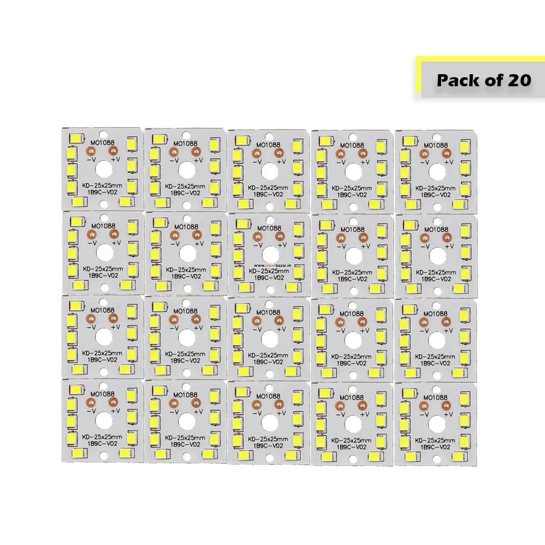 9W MCPCB White 25mm x 25mm Metal Core LED PCB