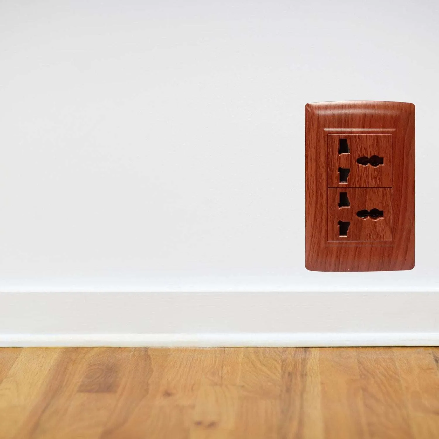 Akari 2 Gang Multipurpose Socket - Wooden (AWD-204WI)