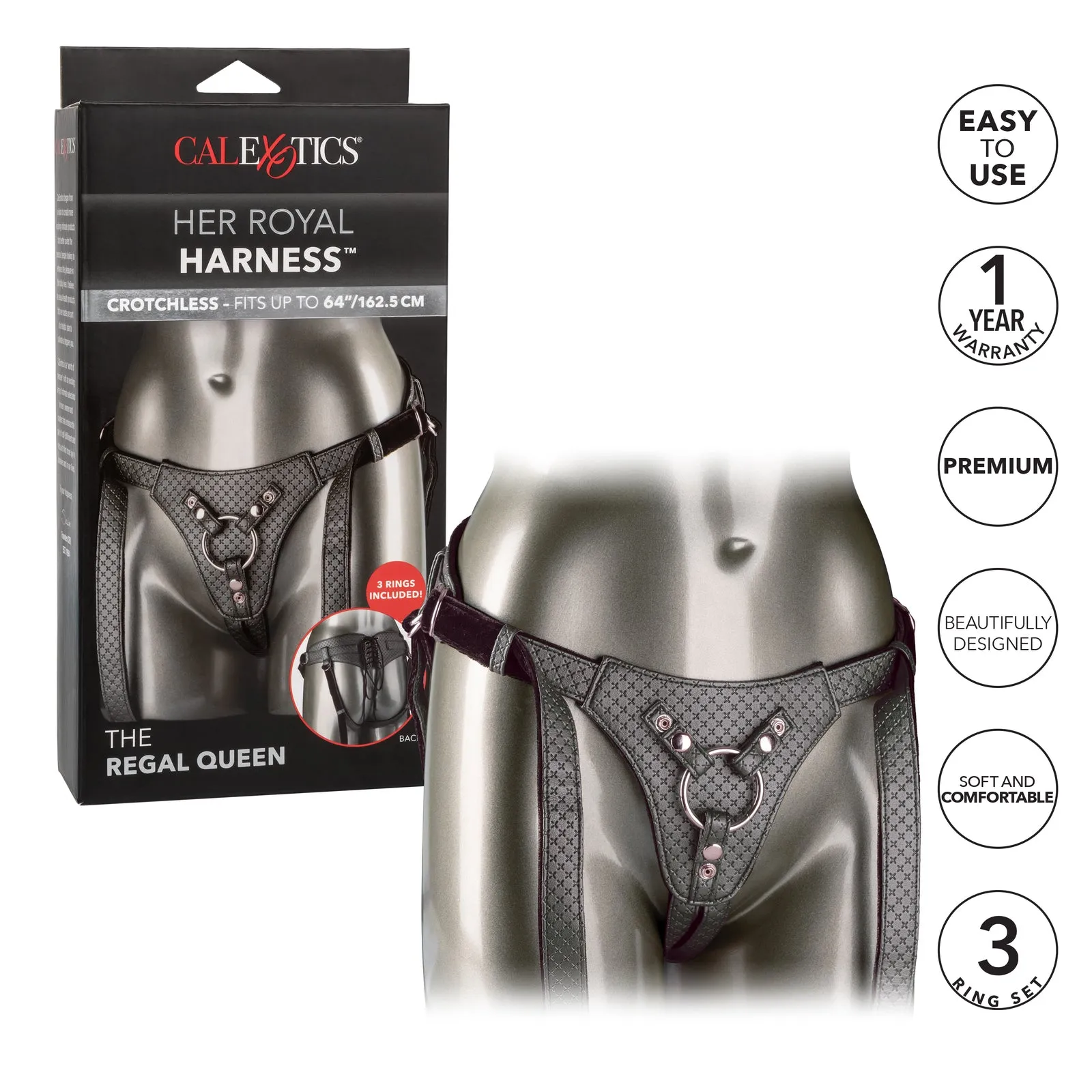 CaleXOtics Her Royal Harness THE REGAL QUEEN Vegan Leather Corset Strap On Harness