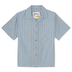 Camp Collar Shirt - Vintage Dobby Stripes - Pale Blue