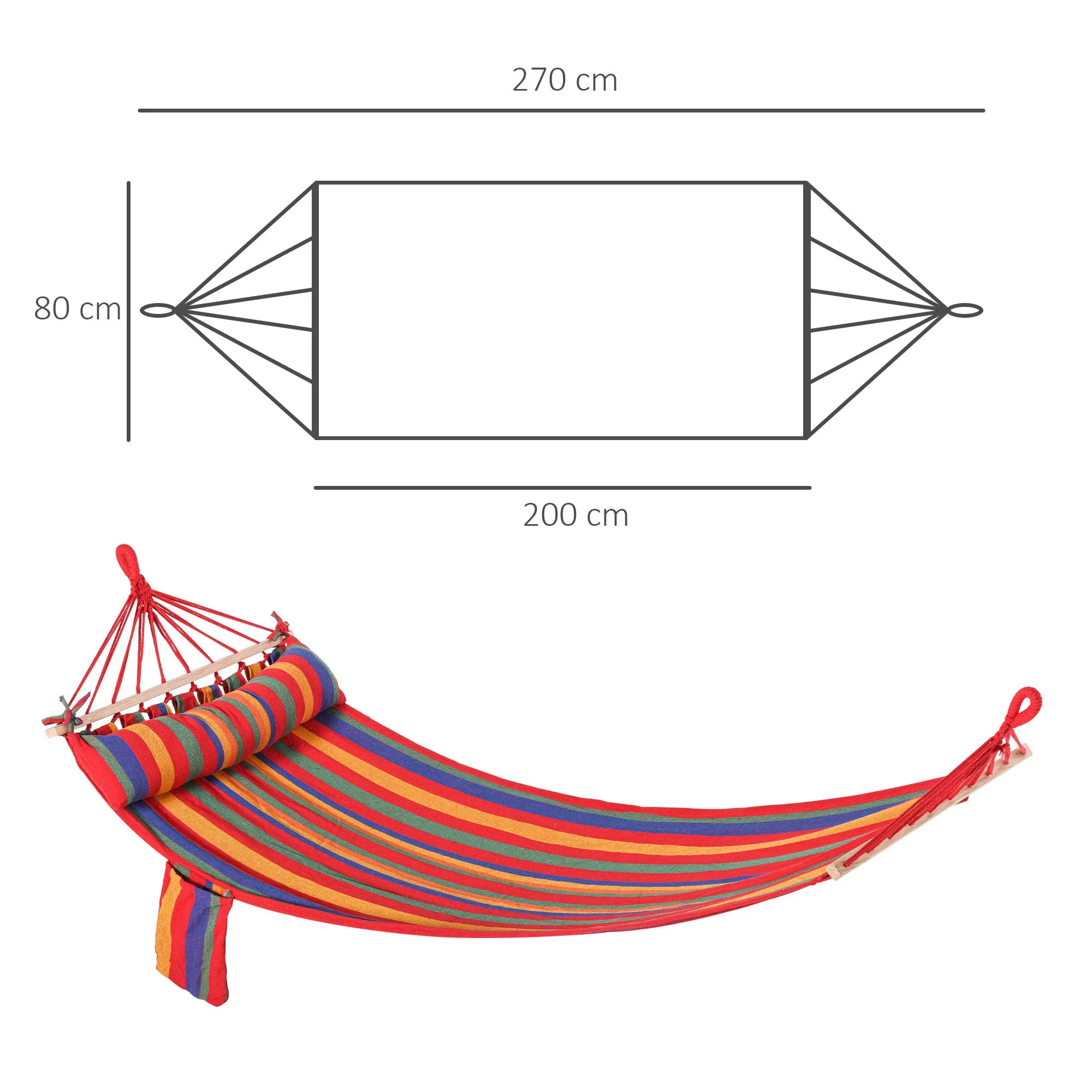 Cotton Hammock Soft Portable Swing Sleeping w/ Headrest & Side Pocket Deluxe Swing Chair for Beach