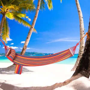 Cotton Hammock Soft Portable Swing Sleeping w/ Headrest & Side Pocket Deluxe Swing Chair for Beach
