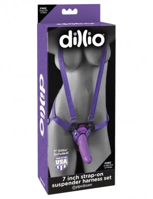 Dillio 7 Strap On Suspender Harness Set Purple "