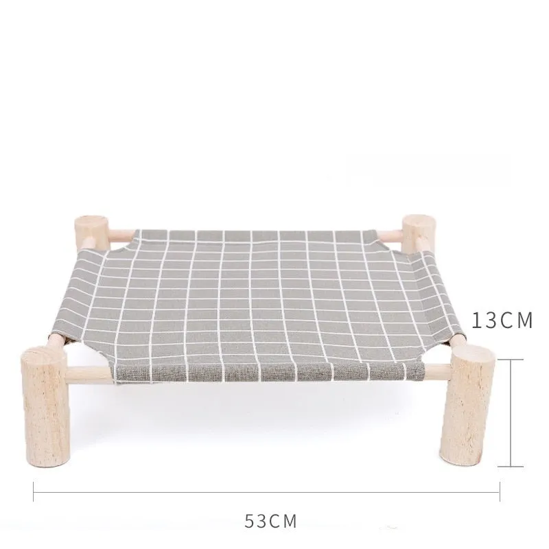 Elevated Cat Bed House Cat Hammocks Bed Wood Canvas Cat Lounge Bed for Small Rabbit Cats Dogs Durable Canvas Pet House Supplies