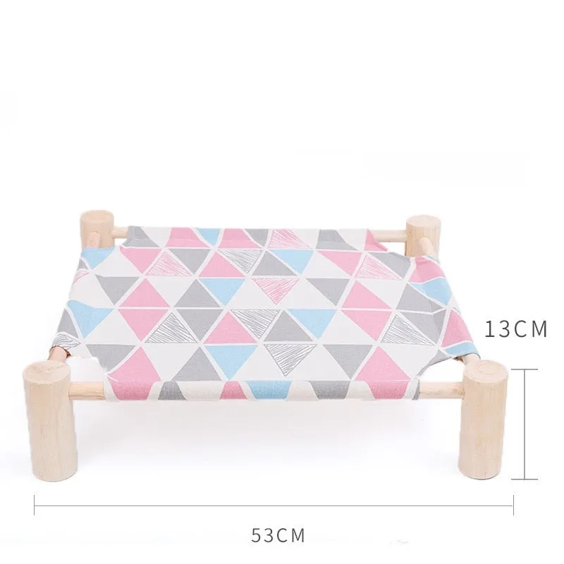 Elevated Cat Bed House Cat Hammocks Bed Wood Canvas Cat Lounge Bed for Small Rabbit Cats Dogs Durable Canvas Pet House Supplies