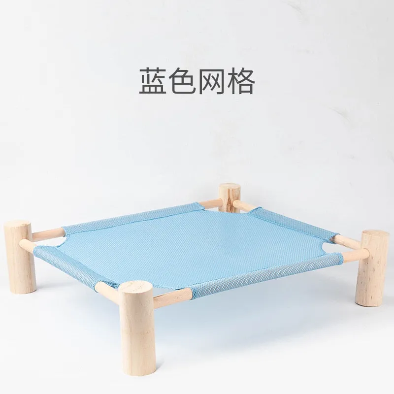 Elevated Cat Bed House Cat Hammocks Bed Wood Canvas Cat Lounge Bed for Small Rabbit Cats Dogs Durable Canvas Pet House Supplies