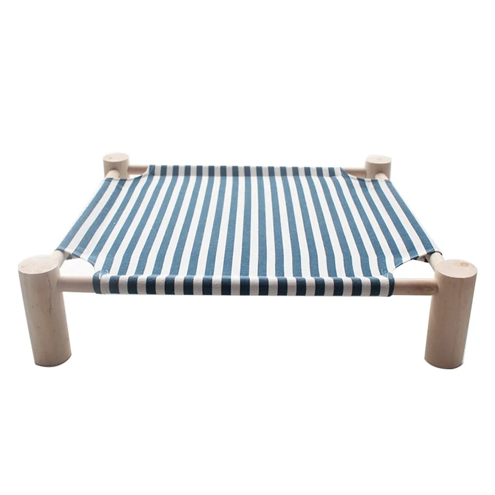 Elevated Cat Bed House Cat Hammocks Bed Wood Canvas Cat Lounge Bed for Small Rabbit Cats Dogs Durable Canvas Pet House Supplies