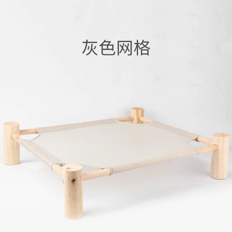Elevated Cat Bed House Cat Hammocks Bed Wood Canvas Cat Lounge Bed for Small Rabbit Cats Dogs Durable Canvas Pet House Supplies