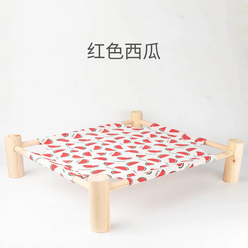 Elevated Cat Bed House Cat Hammocks Bed Wood Canvas Cat Lounge Bed for Small Rabbit Cats Dogs Durable Canvas Pet House Supplies