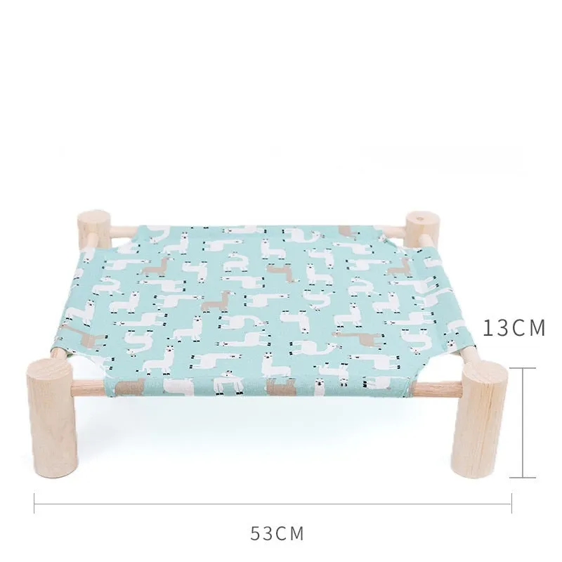Elevated Cat Bed House Cat Hammocks Bed Wood Canvas Cat Lounge Bed for Small Rabbit Cats Dogs Durable Canvas Pet House Supplies