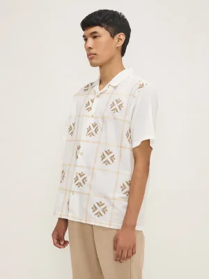 ETA Off-White Embroidered Relaxed-Fit Cotton-Blend Shirt