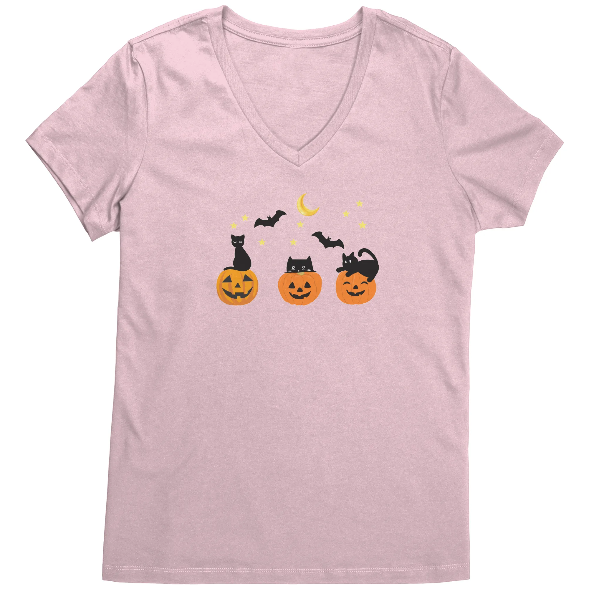 Halloween| Cute Halloween T-Shirt with 3 Jack-O-Lanterns and Black Cats - Perfect for Spooky Season!