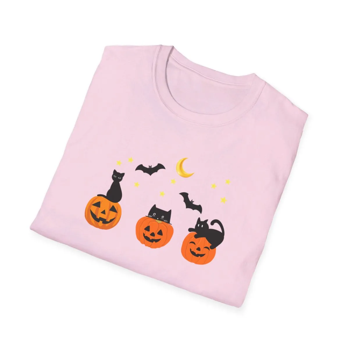 Halloween| Cute Halloween T-Shirt with 3 Jack-O-Lanterns and Black Cats - Perfect for Spooky Season!