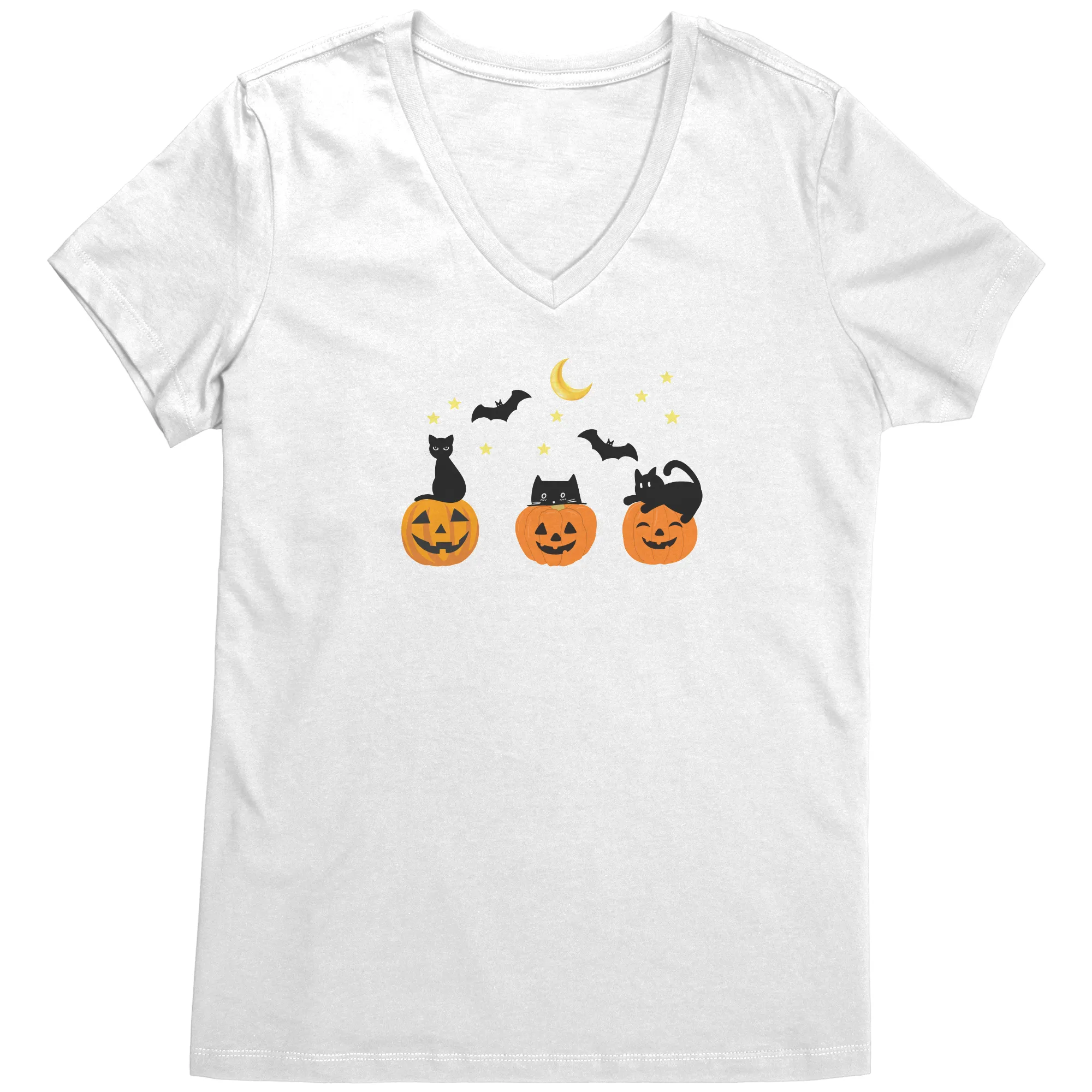 Halloween| Cute Halloween T-Shirt with 3 Jack-O-Lanterns and Black Cats - Perfect for Spooky Season!