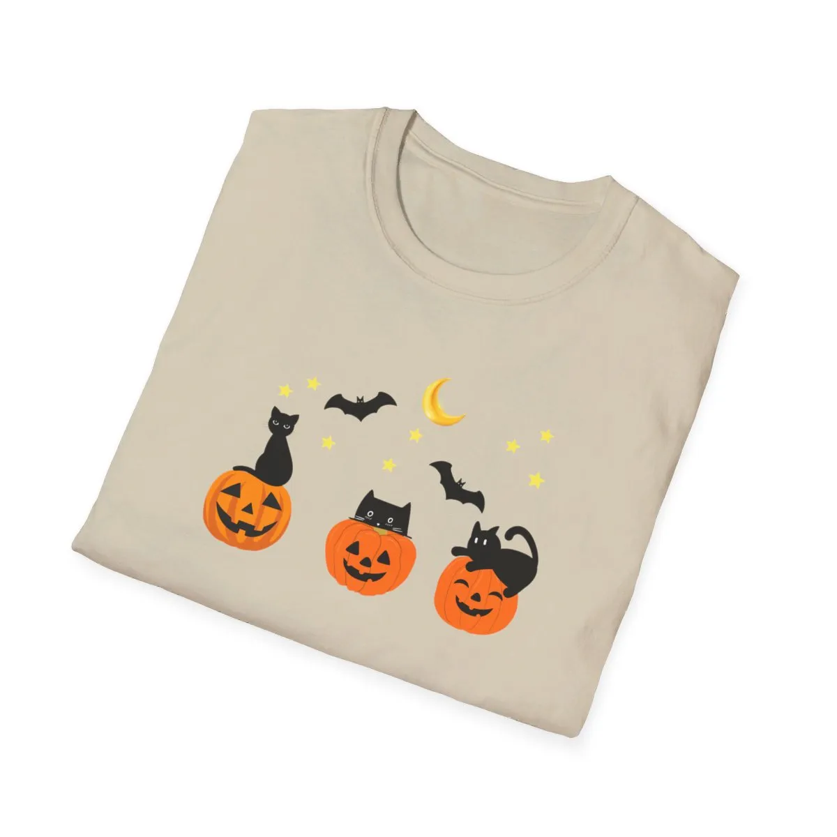 Halloween| Cute Halloween T-Shirt with 3 Jack-O-Lanterns and Black Cats - Perfect for Spooky Season!