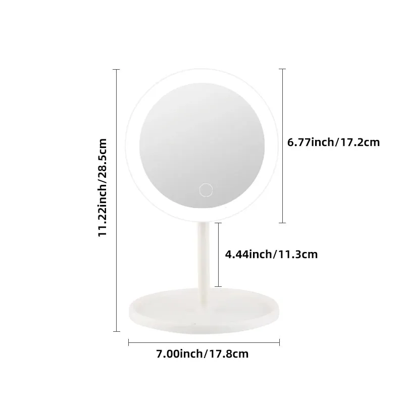 Illuminated Touch Control LED Makeup Mirror - Adjustable and Sleek Design