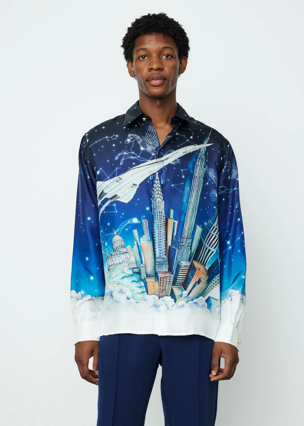Long Sleeve Vol de Nuit Silk Shirt