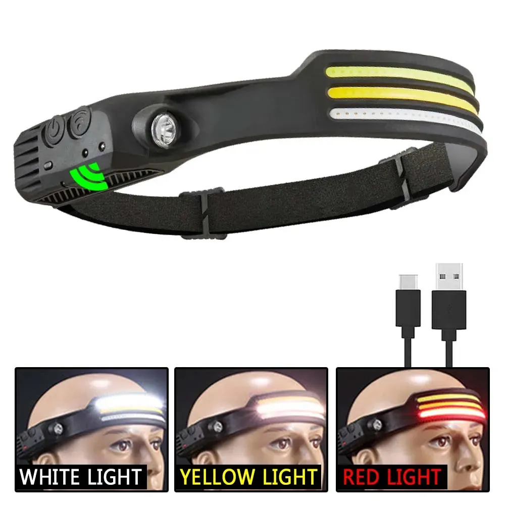 New LED Sensor Headlamp Camping Search Light Head Flashlight Rechargeable Powerful Head Lamp Front Lanterns Headlights 6 Styles