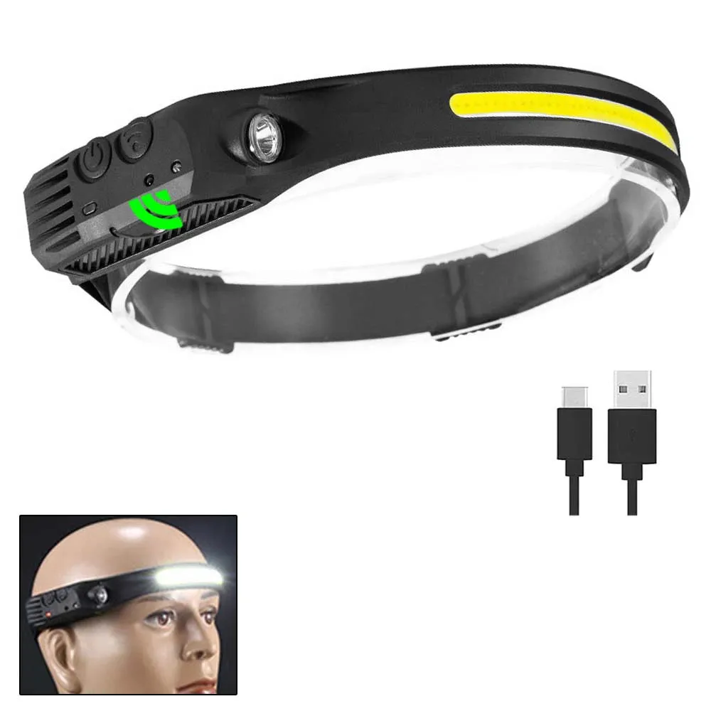 New LED Sensor Headlamp Camping Search Light Head Flashlight Rechargeable Powerful Head Lamp Front Lanterns Headlights 6 Styles