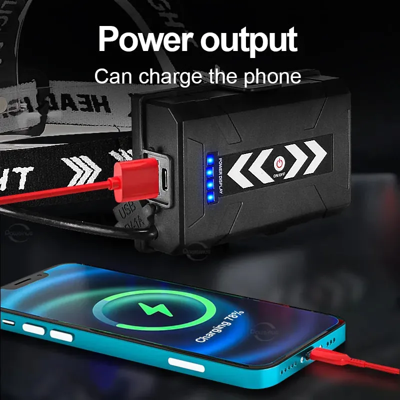 New Upgrade 30W LED Powerful Headlamp Type-c Rechargeable Head Flashlight L2 Led Zoom 2000m Headlight Fishing Long Shot Lanterns