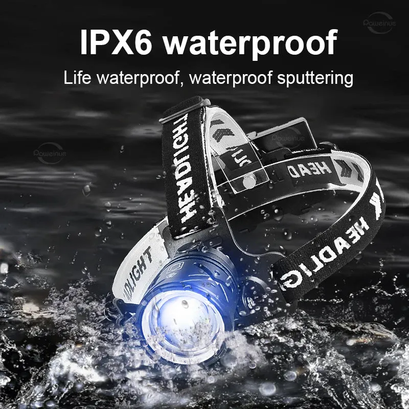New Upgrade 30W LED Powerful Headlamp Type-c Rechargeable Head Flashlight L2 Led Zoom 2000m Headlight Fishing Long Shot Lanterns