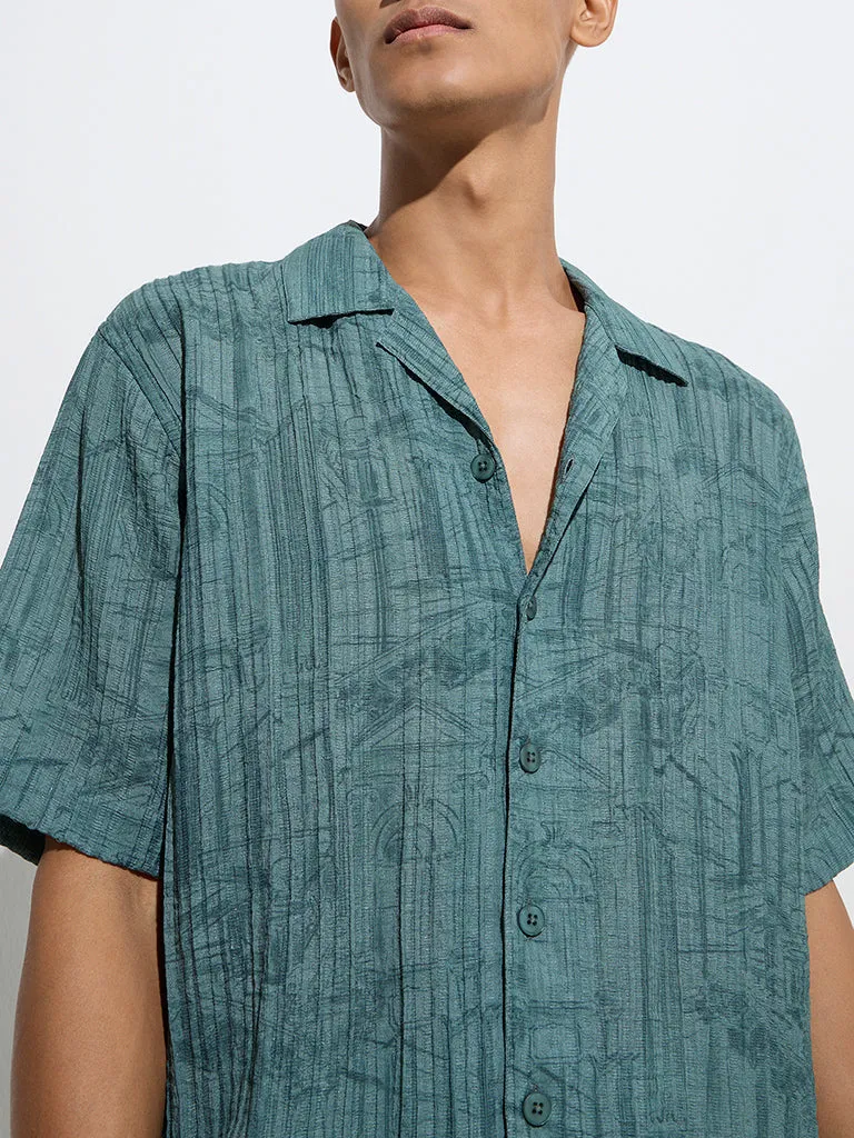 Nuon Green Seersucker Relaxed-Fit Shirt