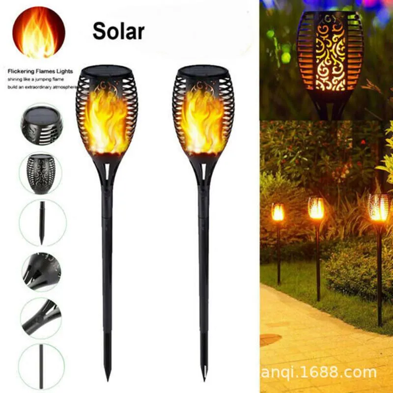 Solar Spot Light Waterproof Flickering Flames Torches Lights Outdoor Landscape Decoration Lighting Solar Spotlights Security Torch Light for Garden Patio Yard Driveway